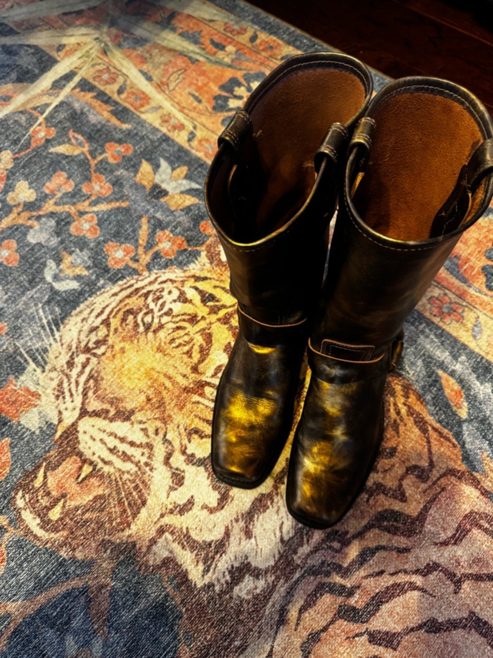 Frye Dark Brown Leather Short Harness Boots with Gold Accents *only worn once* - Picture 2 of 7